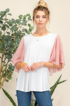 Celeste CT43008 Chiffon Sleeve Top