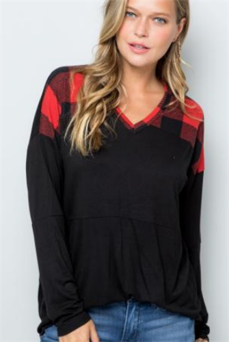 Celeste CT43654 Vneck Color Block Top