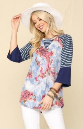 Celeste CT43683A Mixed Print Top