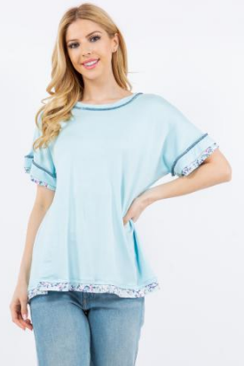 Celeste CT43687D Reverse Stitch Layered Plus Size Top