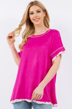 Celeste CT43687D Reverse Stitch Layered Plus Size Top