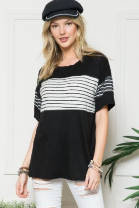 Celeste CT43705A Stripe Contrast Top