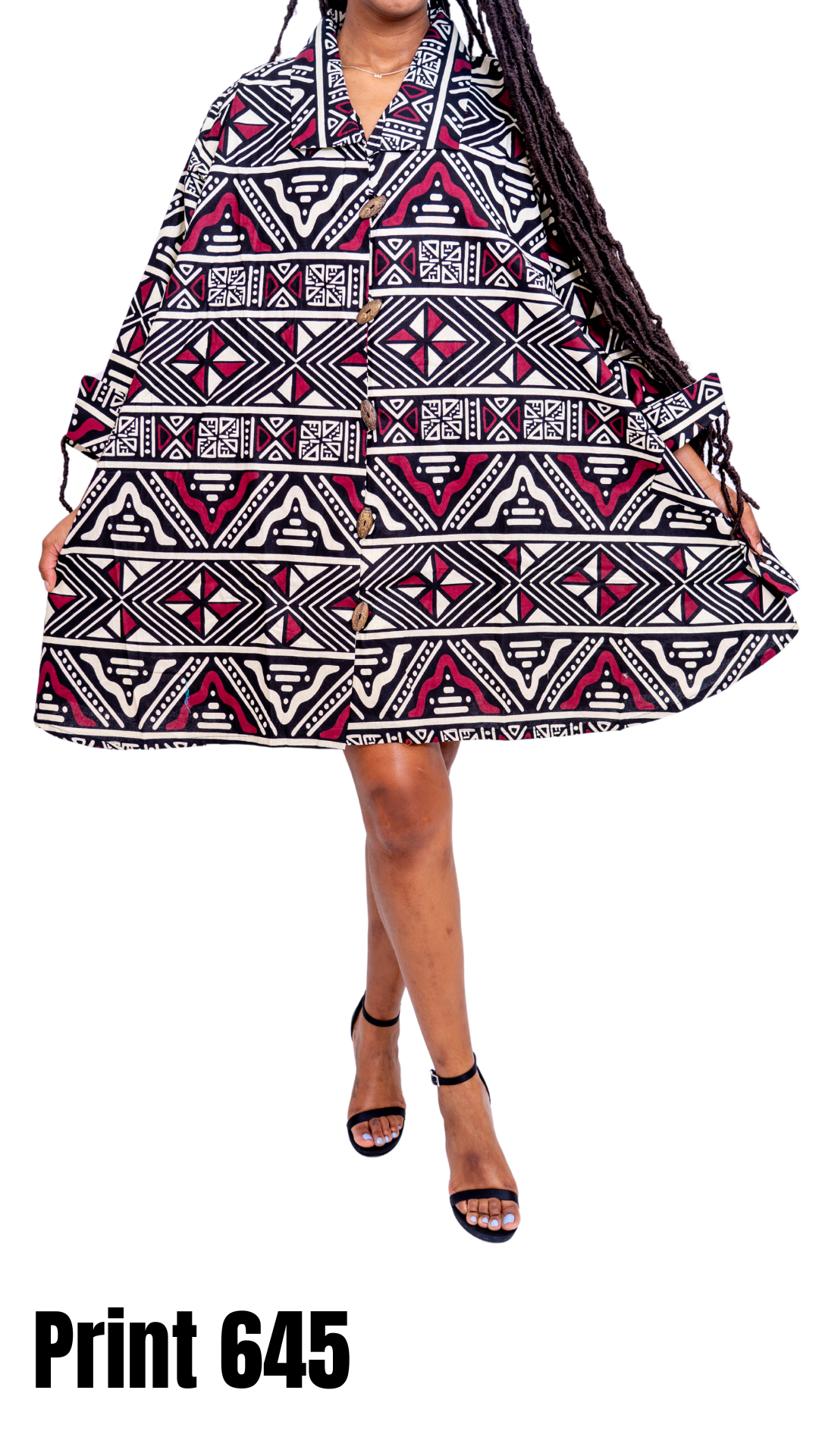 KaraChic 243 Authentic African Print A-line Tunic Top