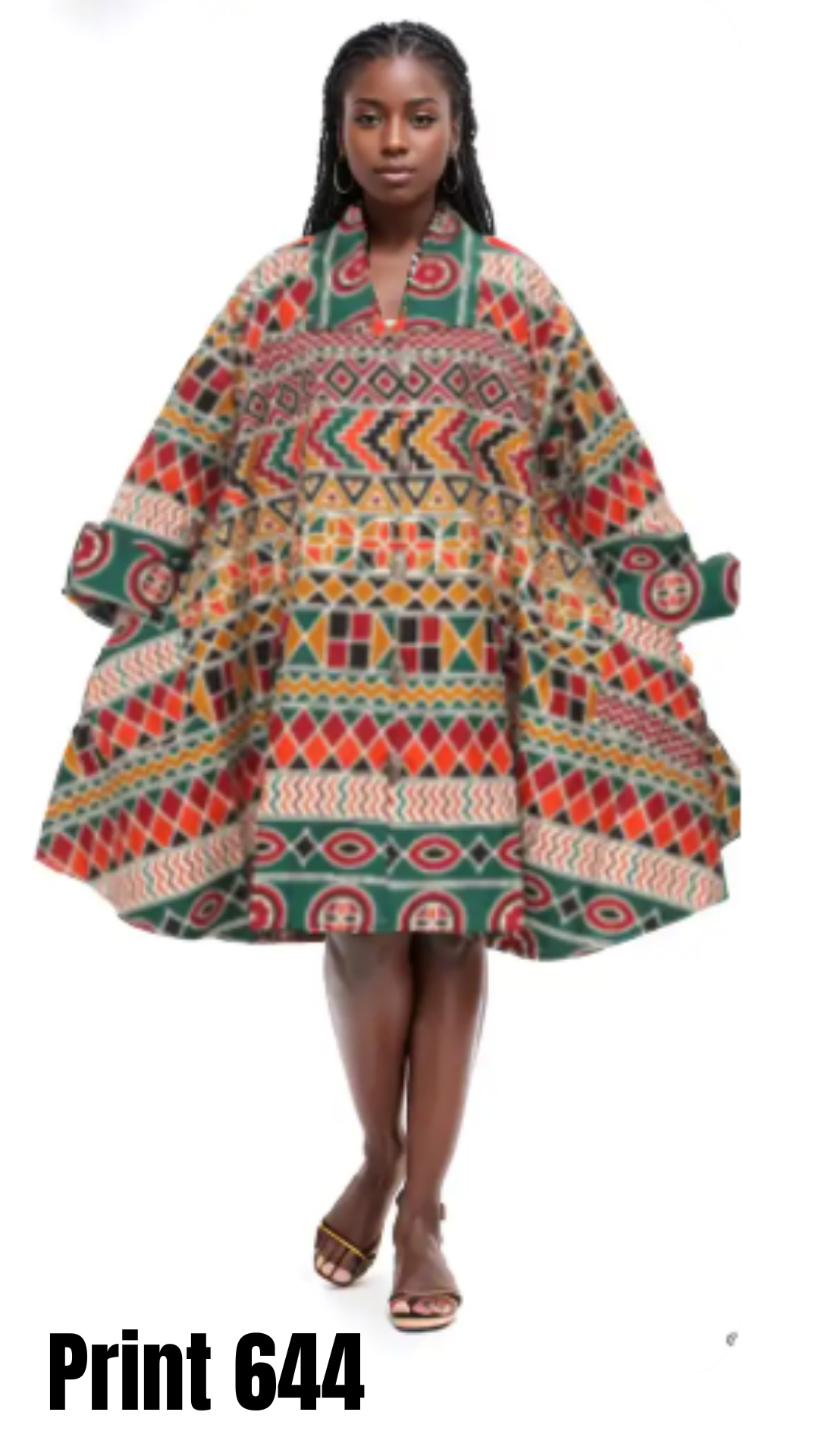 KaraChic 243 Authentic African Print A-line Tunic Top