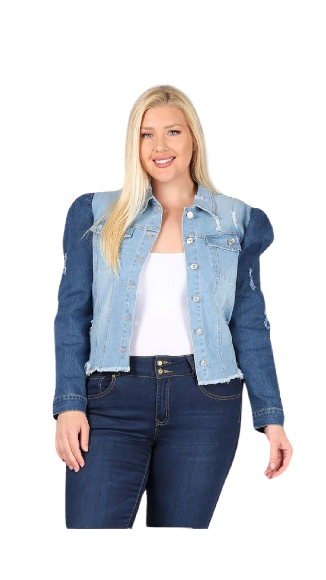 Classic Blue Jeans CB7608 Color Block Denim Jacket