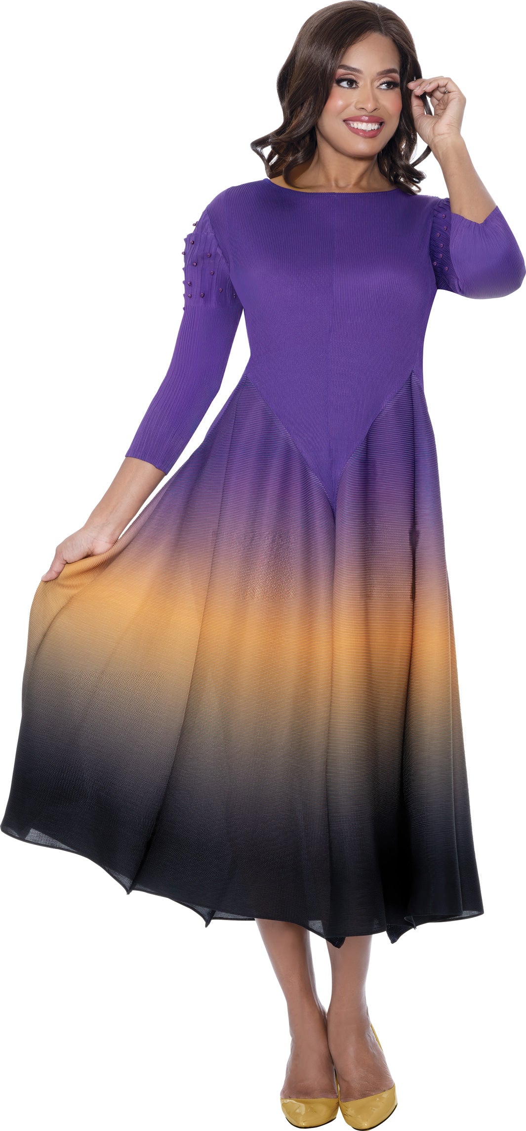 Divine Casuals 1831 Pleated Pearl Ombre Dress