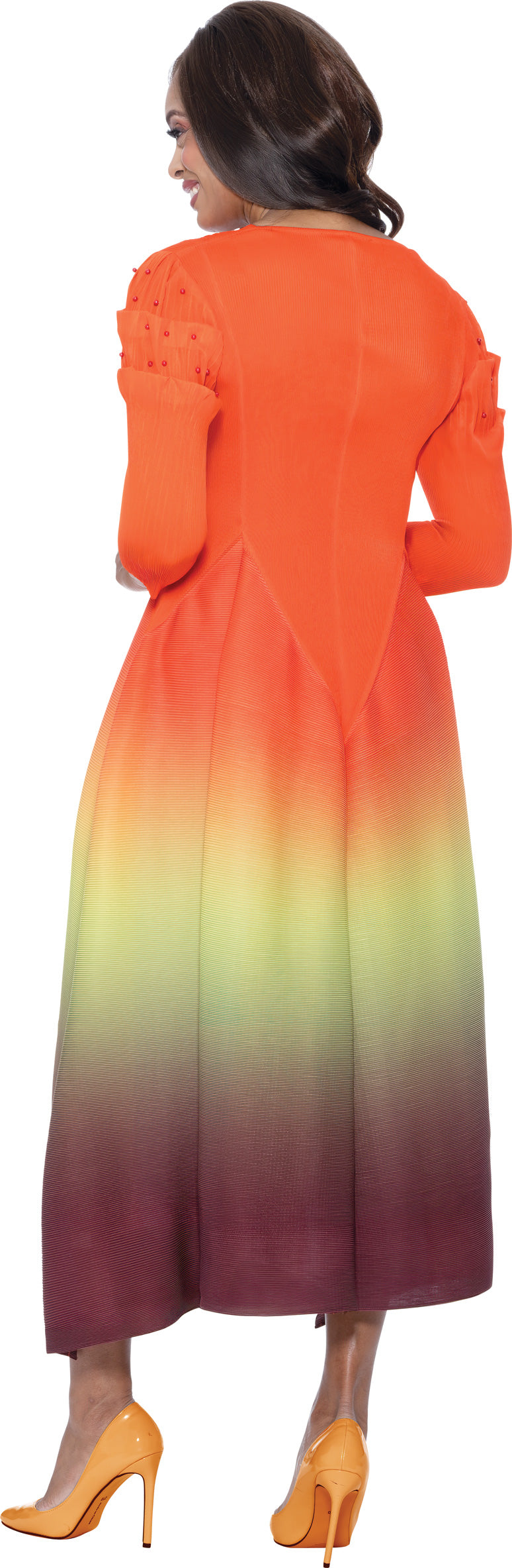 Divine Casuals 1831 Pleated Pearl Ombre Dress