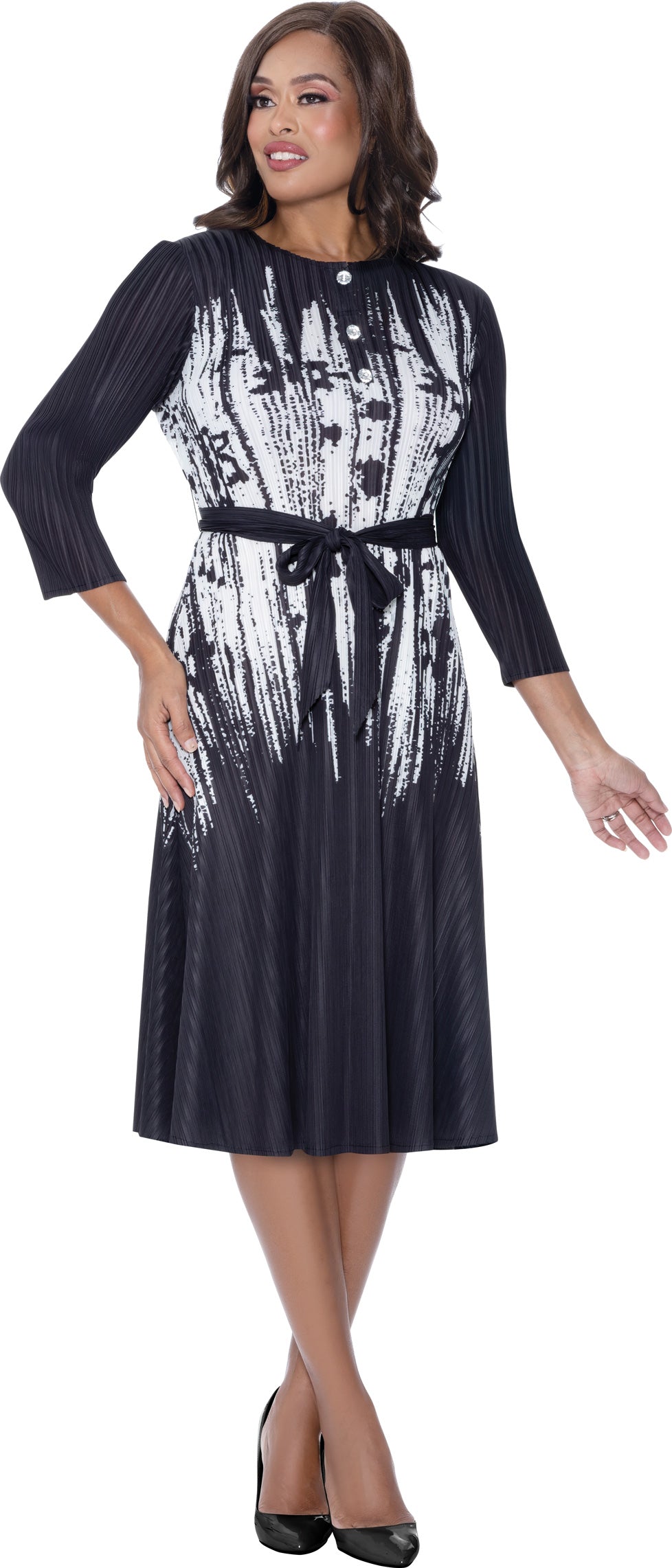 Divine Casuals 1861 Print Plisse Dress