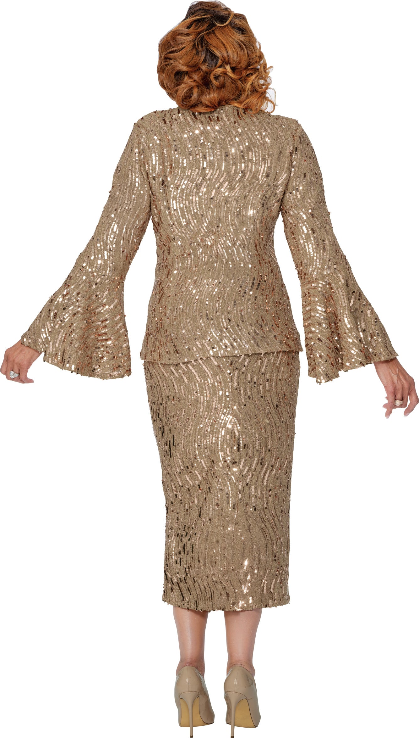 Dorinda Clark Cole 309912 Sequin Rosette Skirt Suit