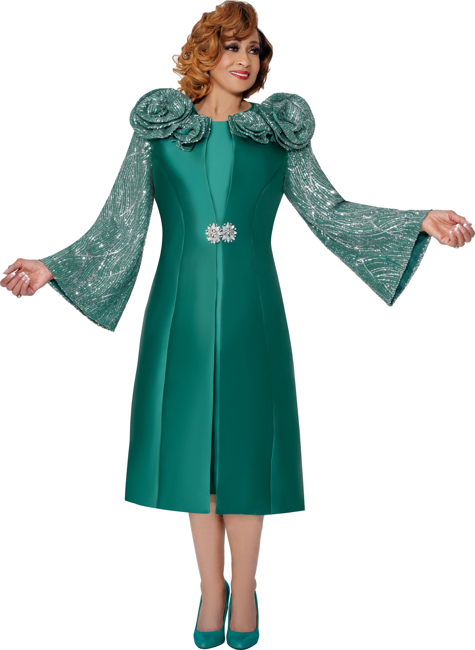 Dorinda Clark Cole 310012 Twill Sequin Jacket Dress