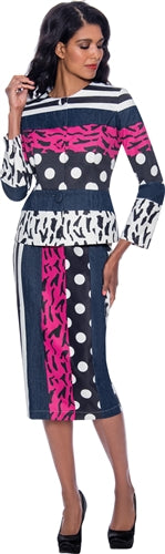 Devine Sport 62872 Mixed Media Denim Print 2pc Skirt Set