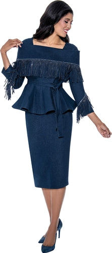 Devine Sport 800182W Plus Size Embellished Fringe Denim Skirt Set