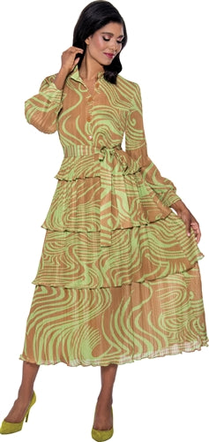 Divine Casuals 1691 Tiered Tie Belt Dress