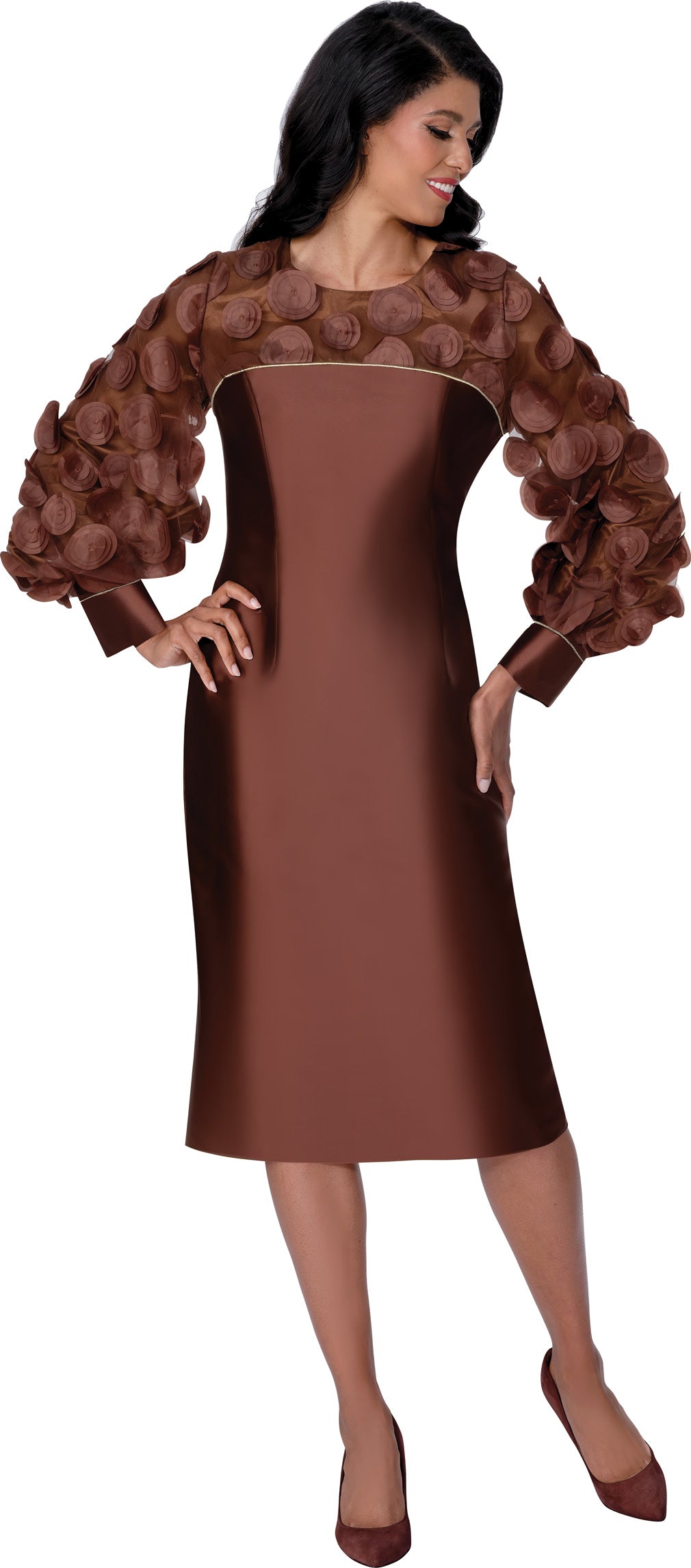 Dresses By Nubiano 100641 Twill 3D Lace Dress
