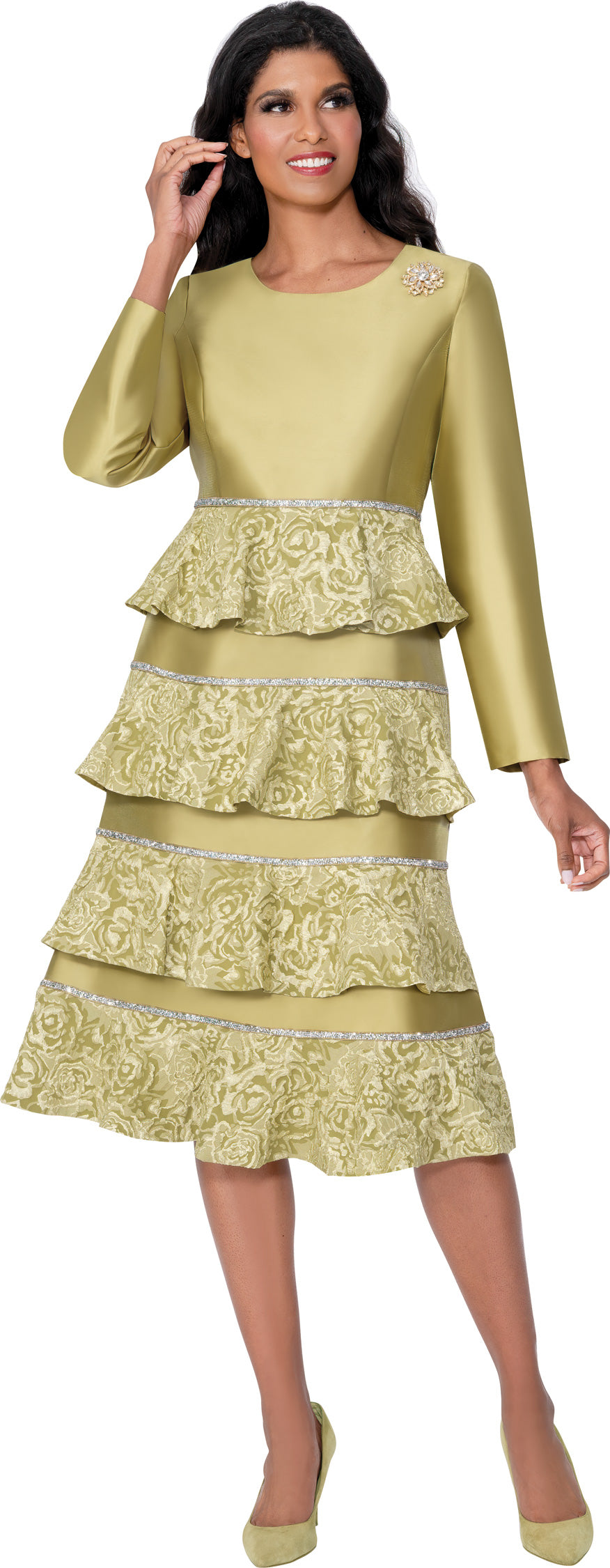 Dresses By Nubiano 100661 Twill Jacquard Dress