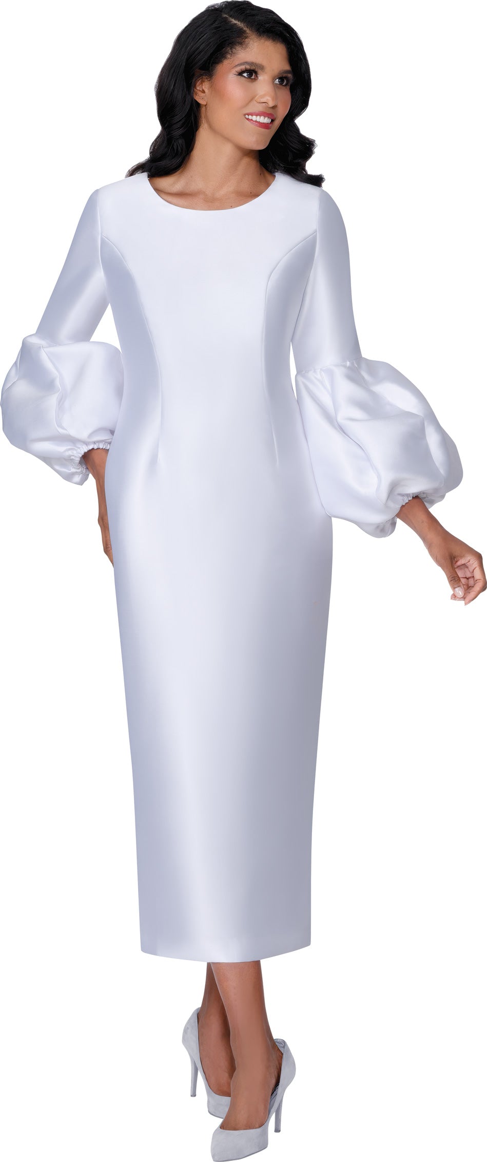 Dresses By Nubiano 100691 Twill Puff Sleeve Dress