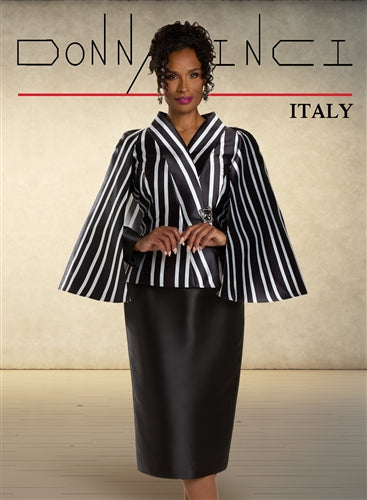 Donna Vinci 12133 2pc Stripe Silk Skirt Suit