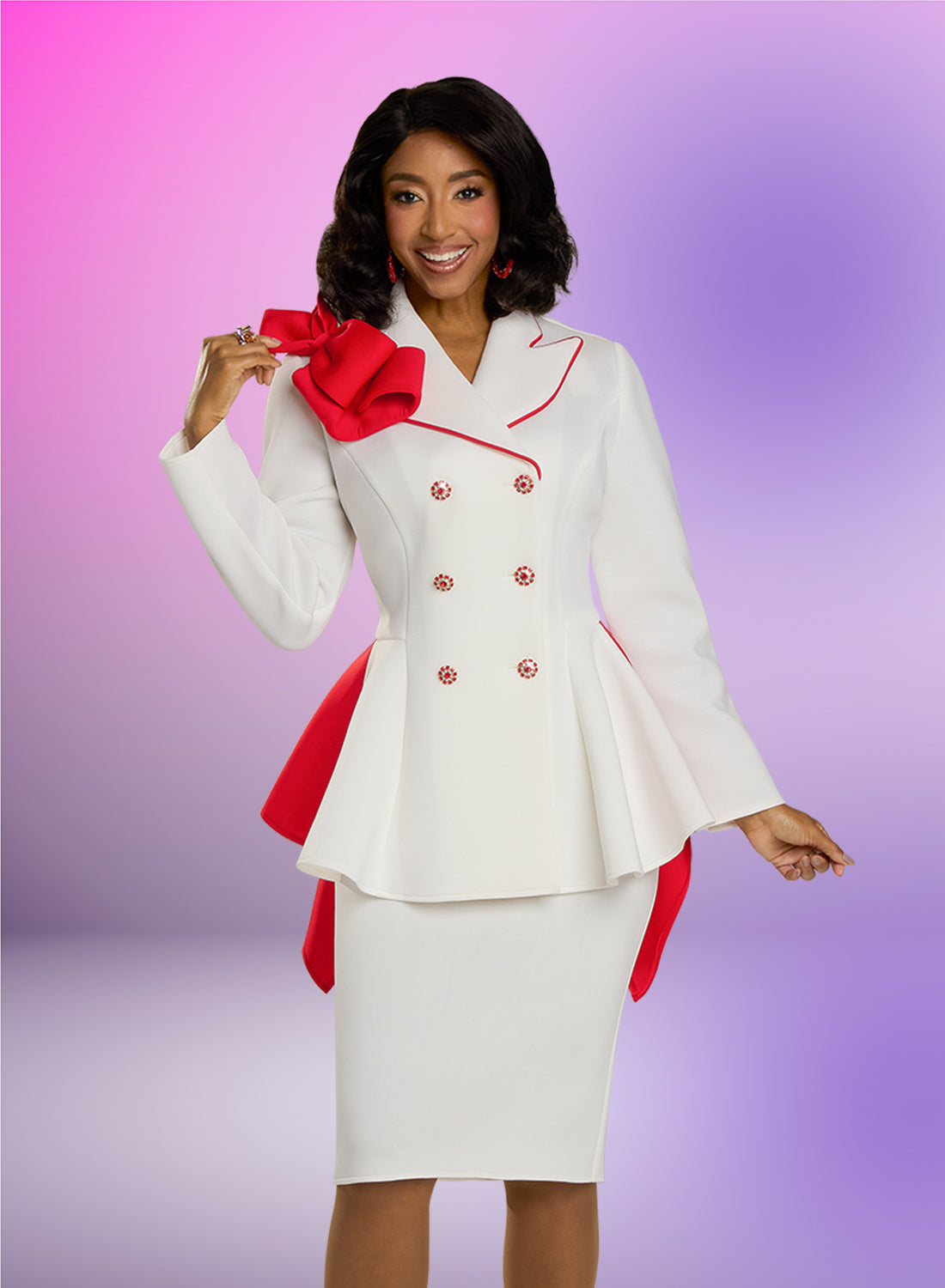 Donna Vinci 12160 Piping Skirt Suit