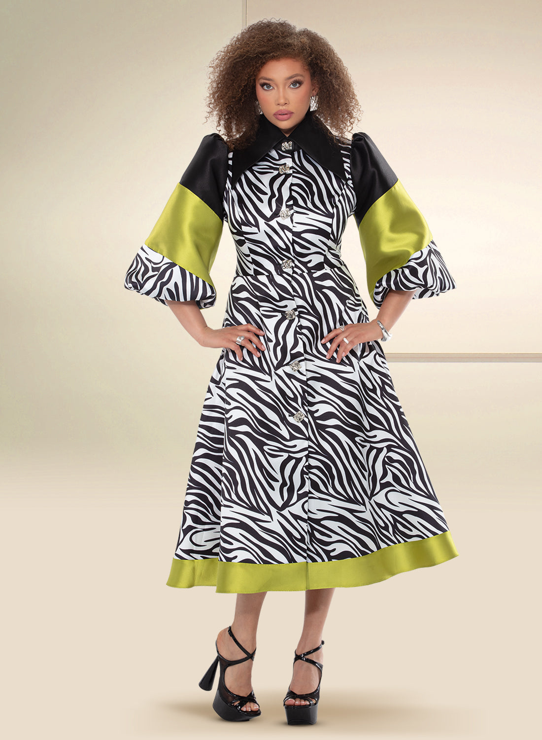 Donna Vinci 12172 Zebra 2Tone Silk Dress