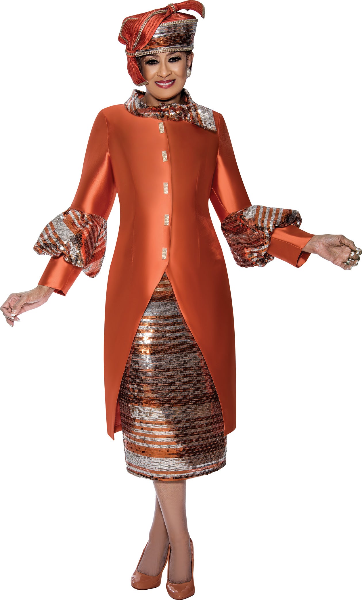 Dorinda Clark Cole 309052W Plus Size 2pc Twill Sequin Skirt Suit