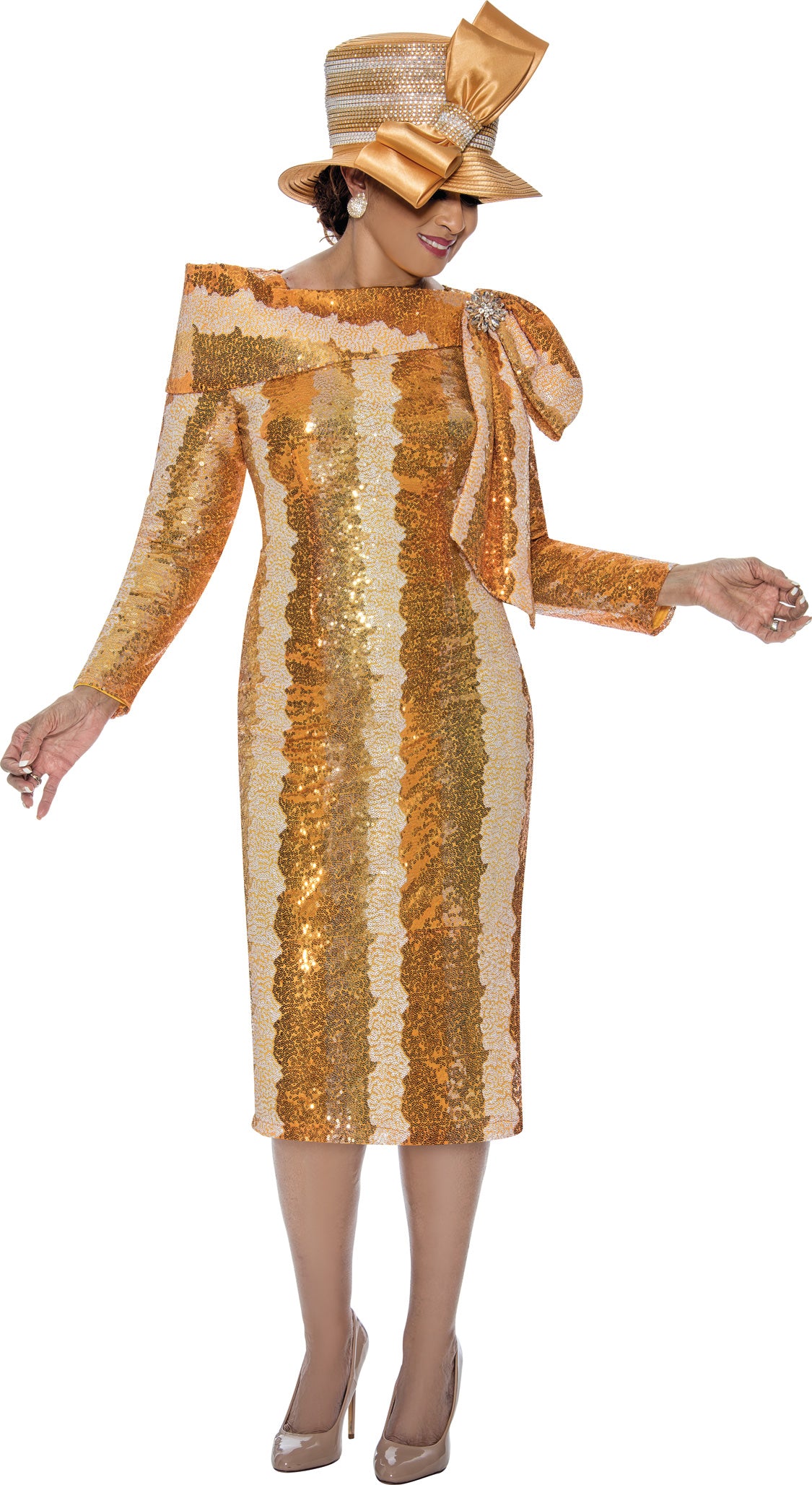 Dorinda Clark Cole 309071 Collared Sequin Dress