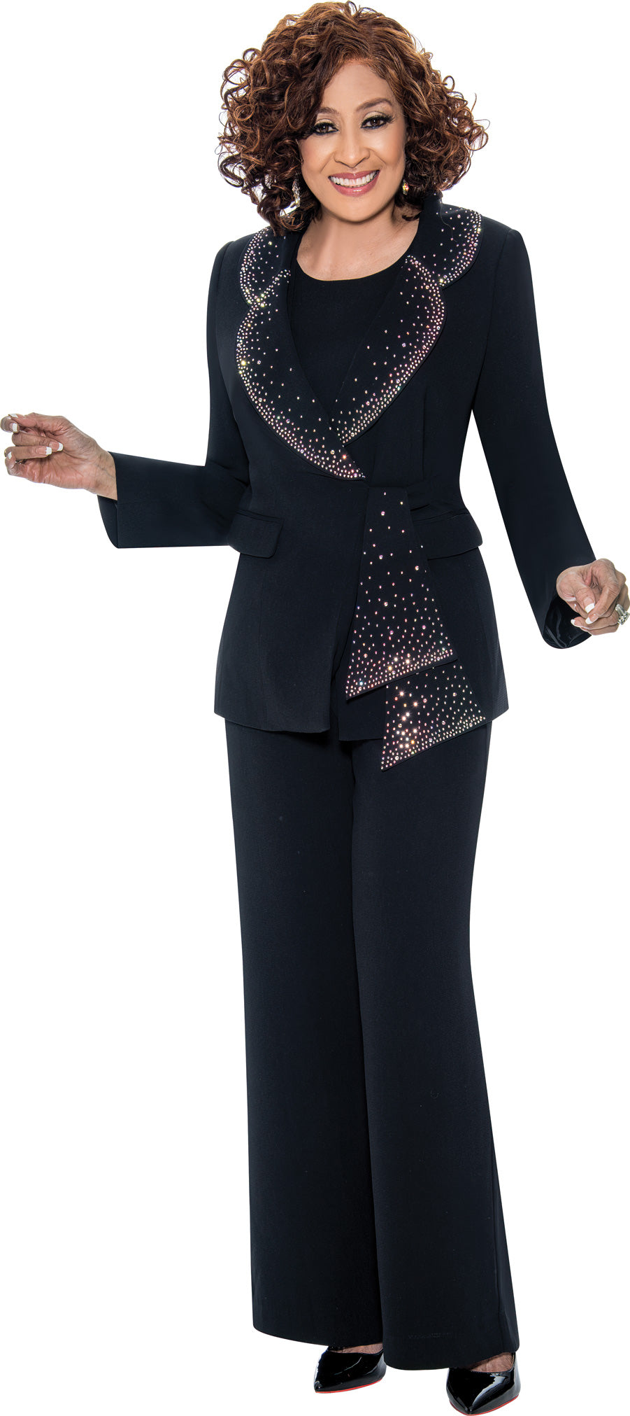 Dorinda Clark Cole 309093 3pc Embellished Crepe Pant Suit