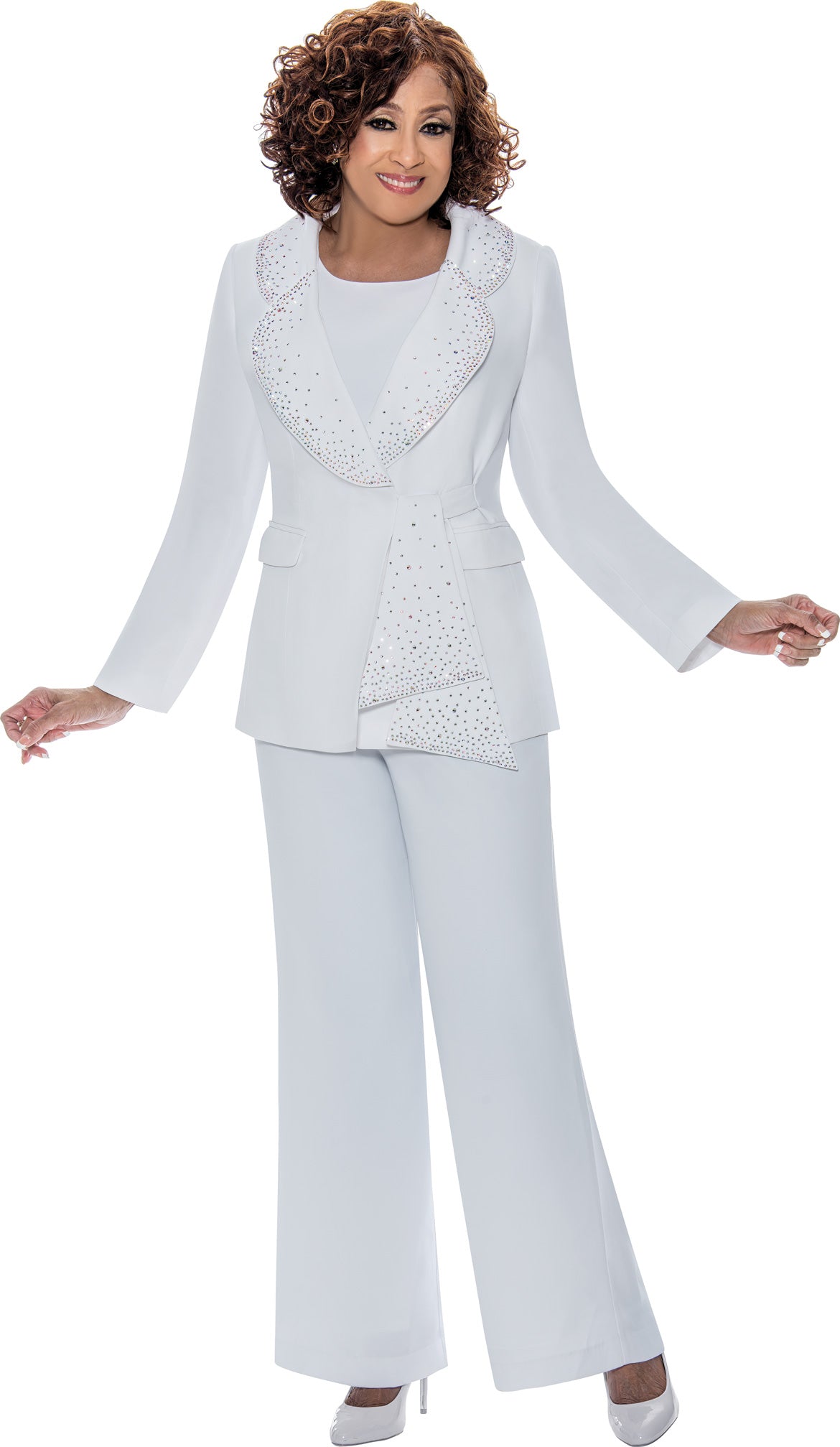 Dorinda Clark Cole 309093W Plus Size 3pc Embellished Crepe Pant Suit