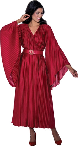 Dorinda Clark Cole 309281W Plus Size Pleated Dress with Belt