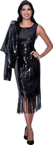 Dorinda Clark Cole 309292 Fringe Sequin Jacket Dress