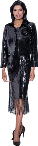 Dorinda Clark Cole 309292 Fringe Sequin Jacket Dress