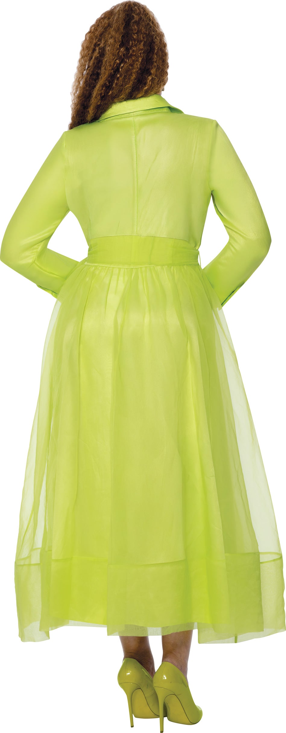 Dorinda Clark Cole 309501W Plus Size Button Down Organza Dress