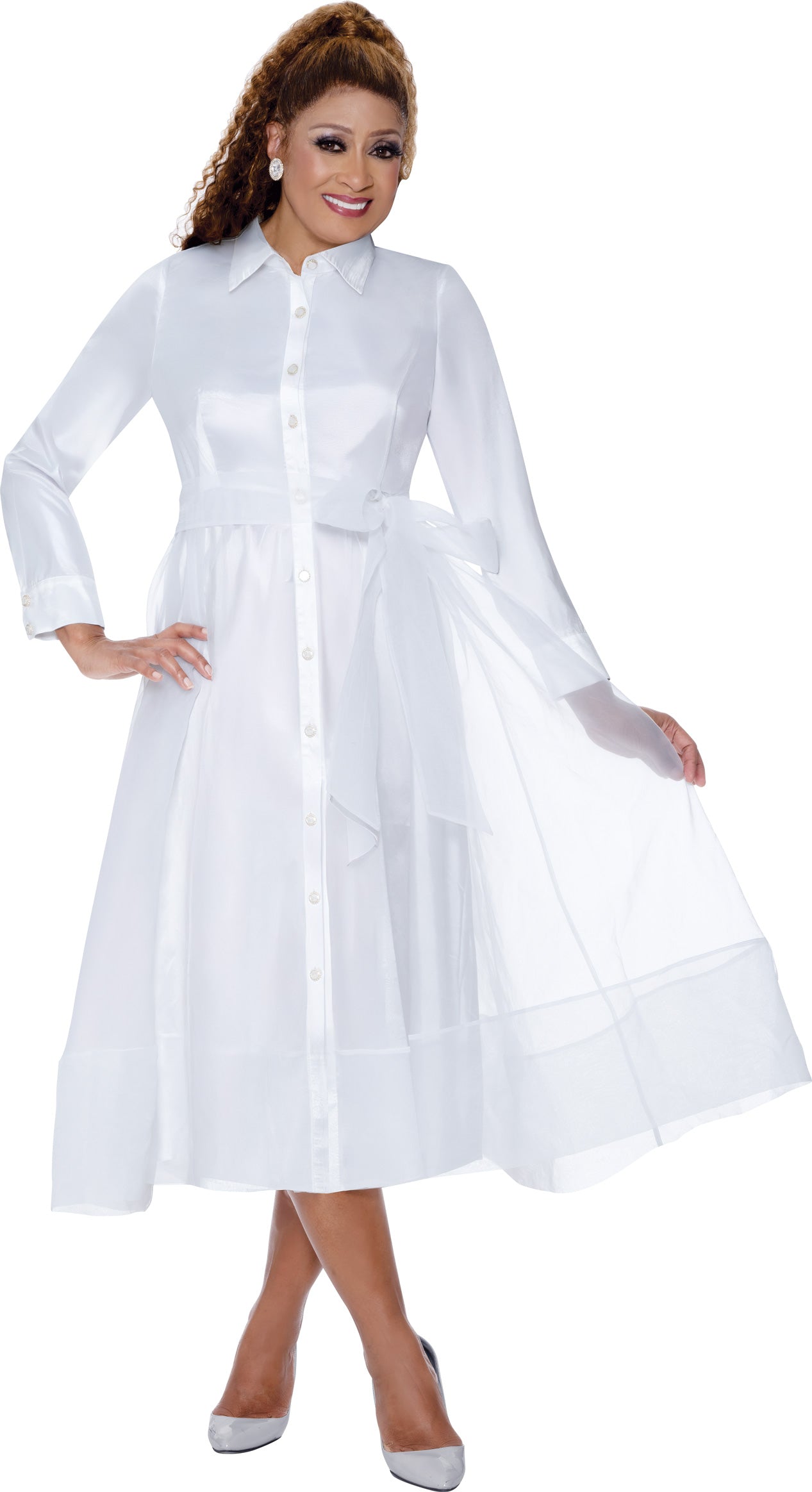 Dorinda Clark Cole 309501 Button Down Organza Dress