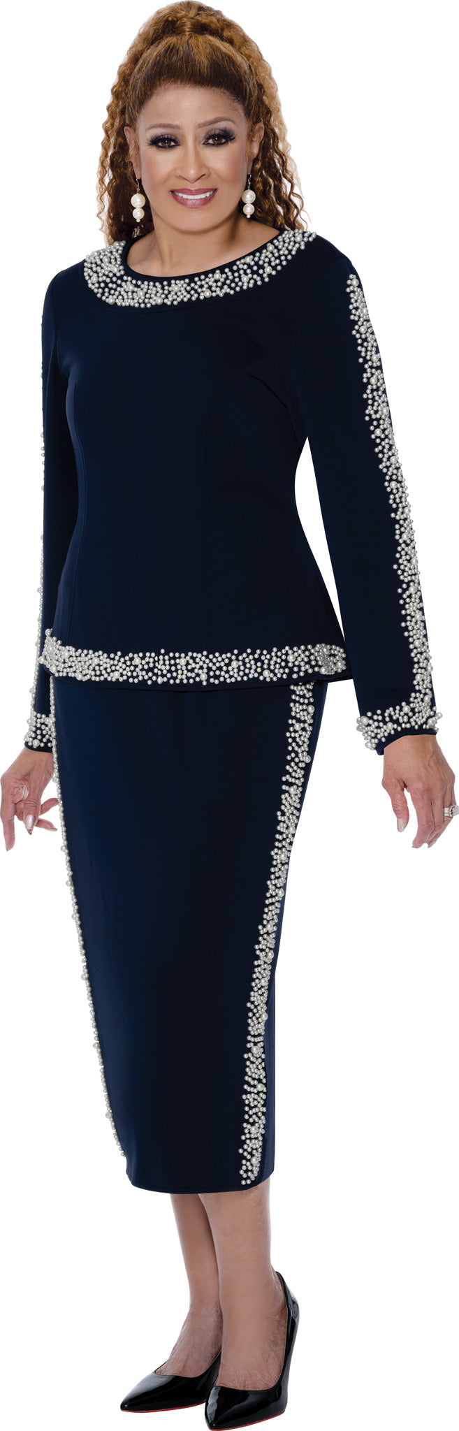 Dorinda Clark Cole 309612 Pearl Trim Skirt Set