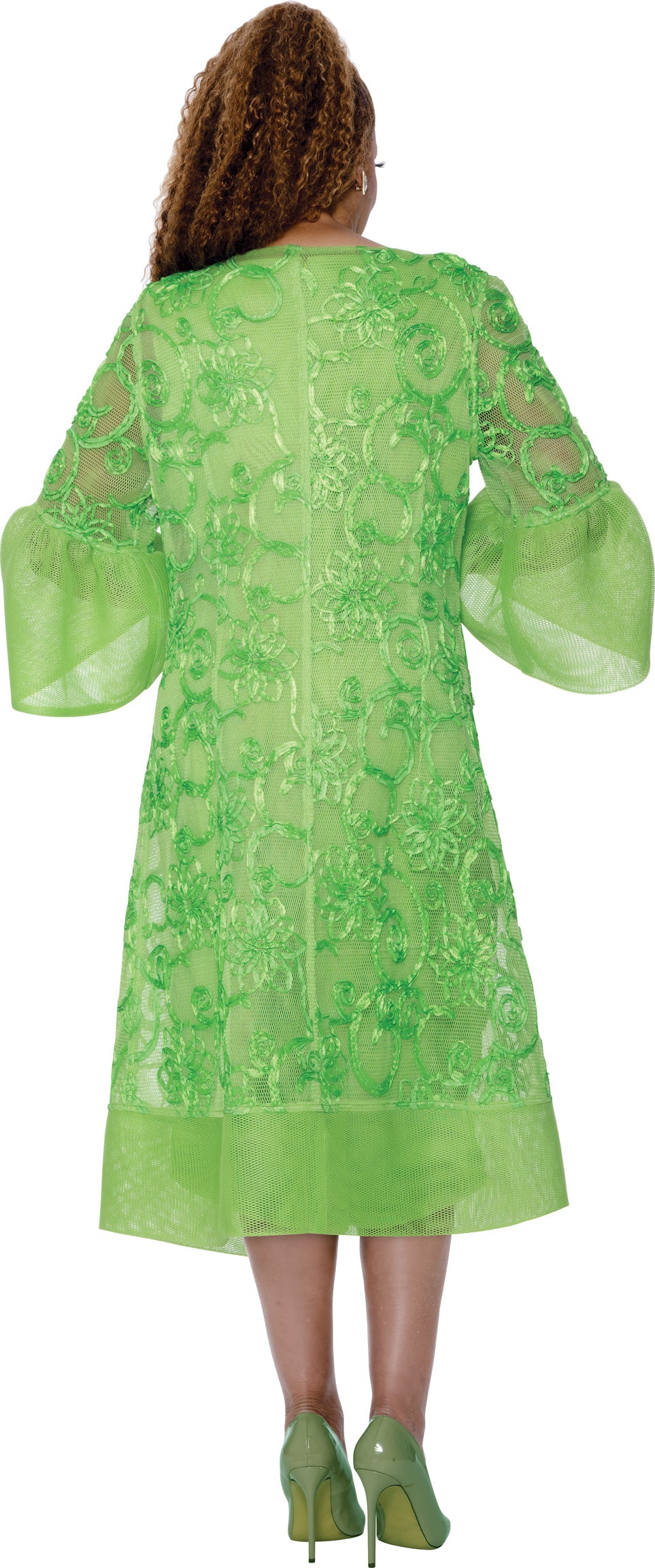 Dorinda Clark Cole 309762W Plus Size Mesh Jacket Dress