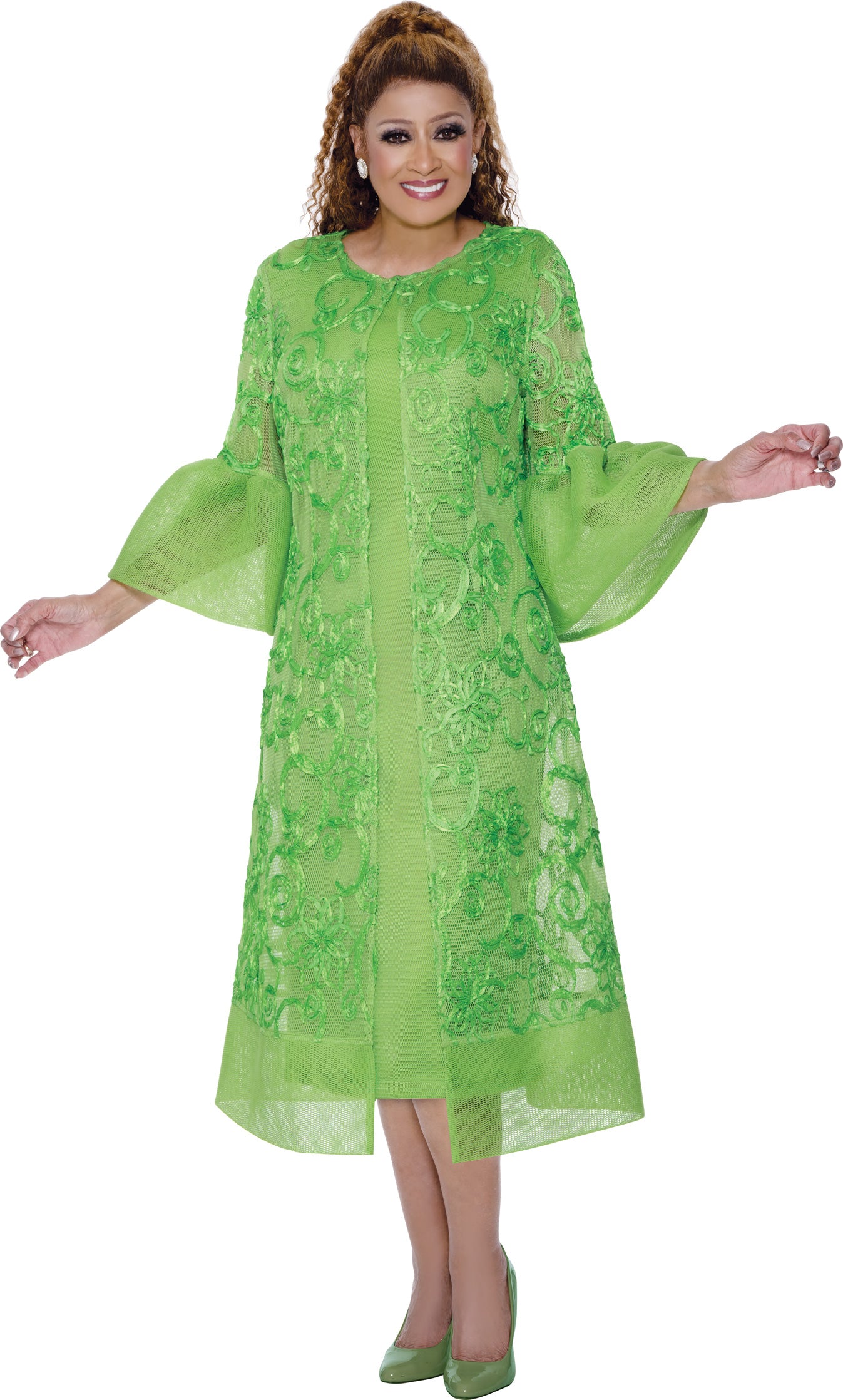 Dorinda Clark Cole 309762W Plus Size Mesh Jacket Dress