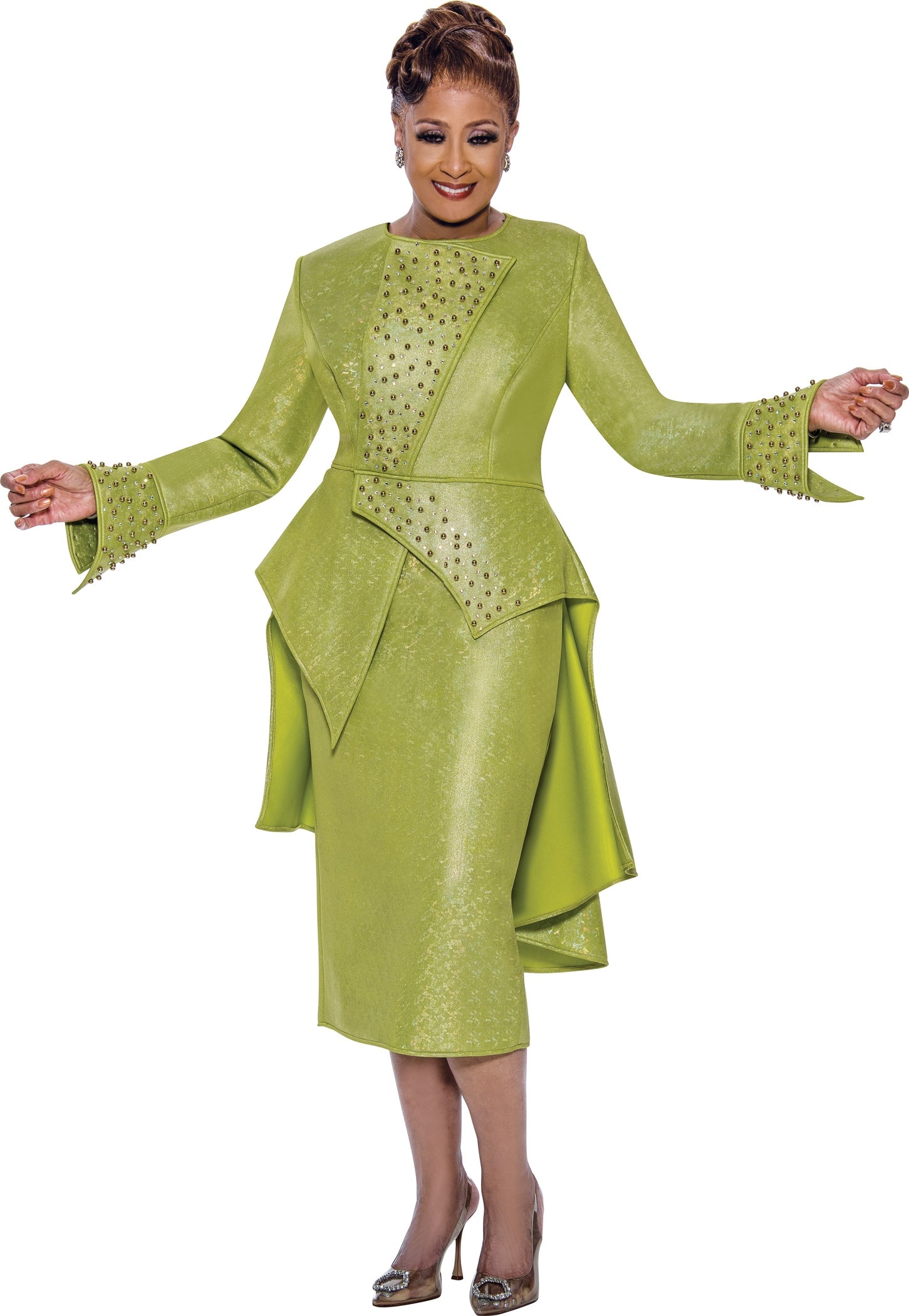 Dorinda Clark Cole 5402W Stud Knit PlusSize Skirt Suit