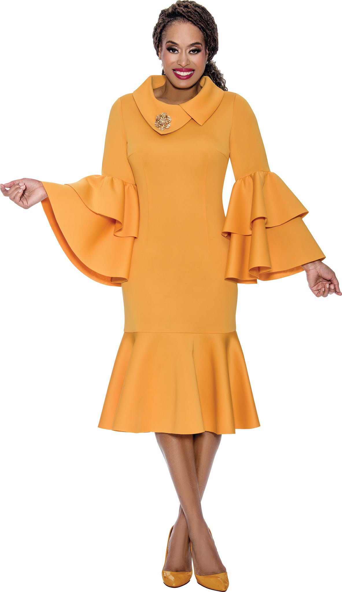 Dresses By Nubiano 100061W Plus Size Collar Scuba Dress