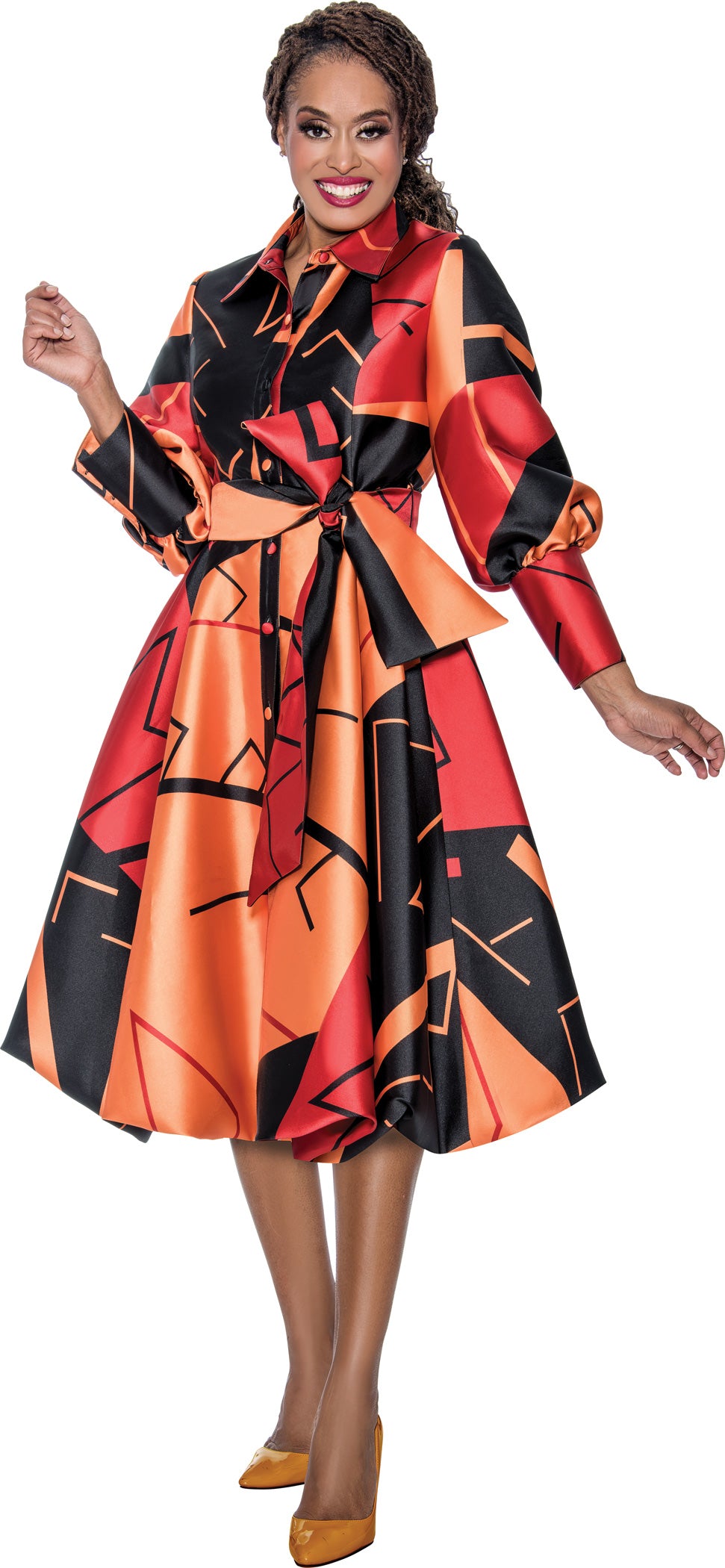 Dresses By Nubiano 100131W Plus Size Twill Print Dress