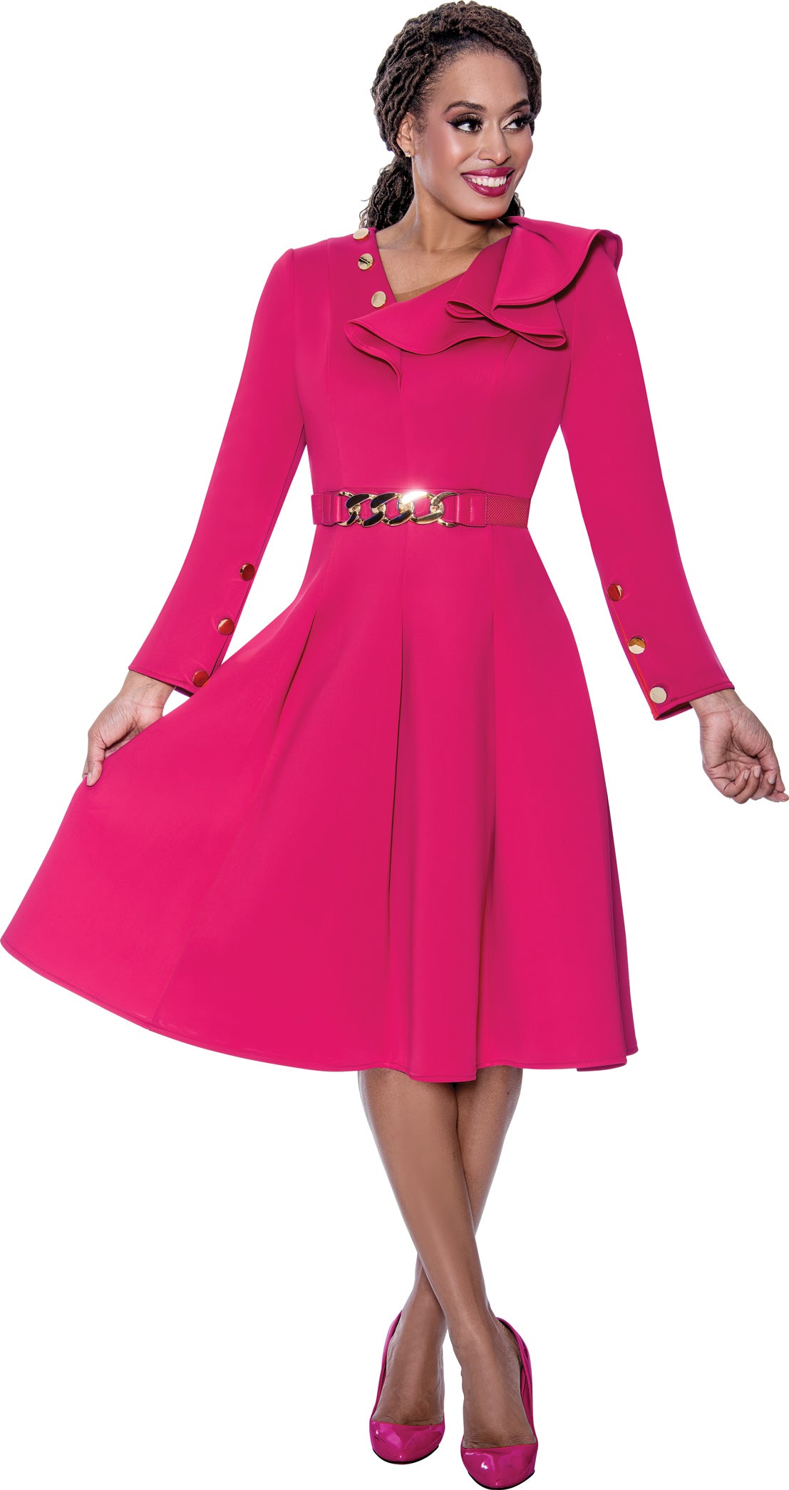 Dresses By Nubiano 100191 Belted Scuba Dress