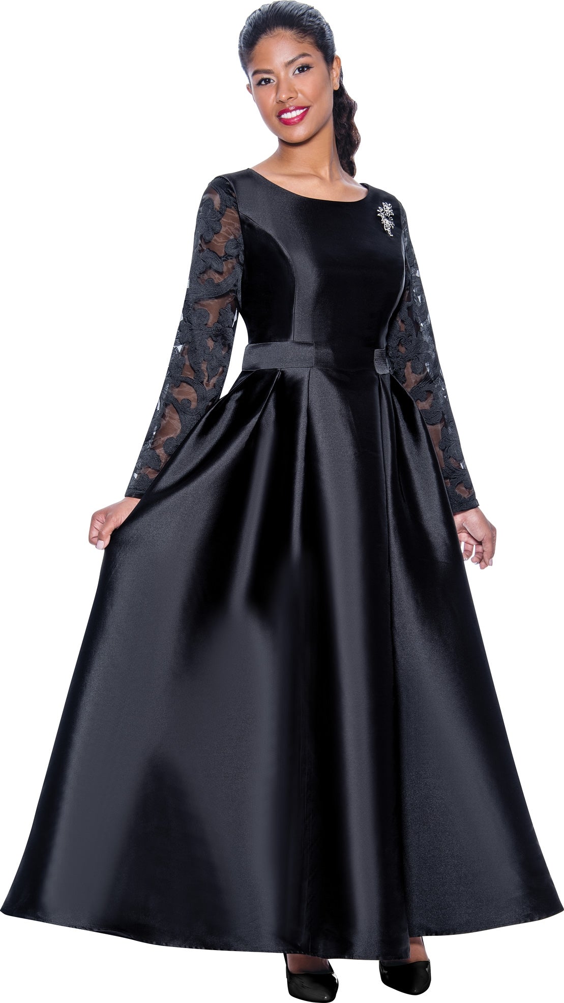 Dresses by Nubiano 1471 Sheer Sleeve Dress