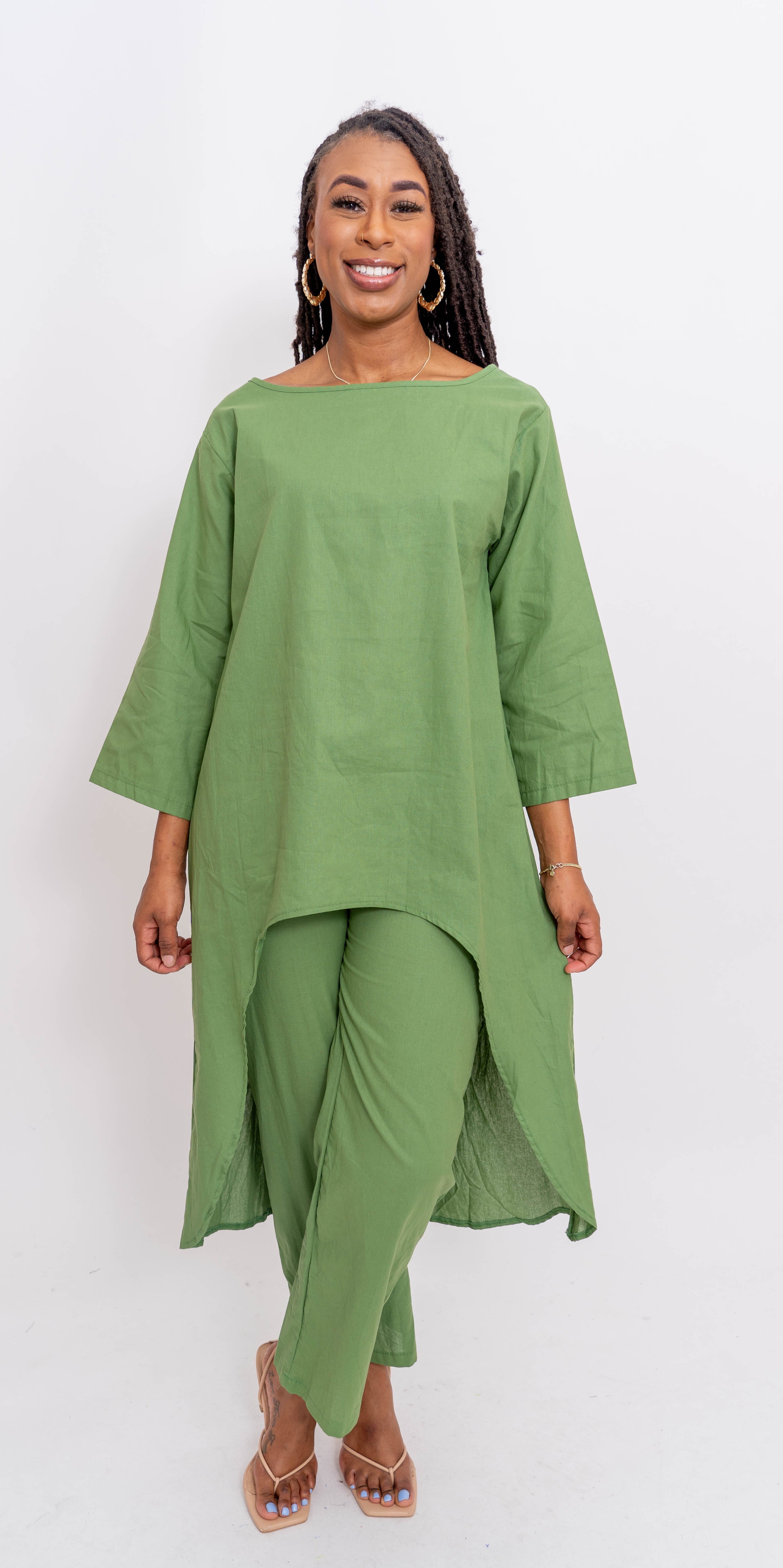Dawl Face T10384C9194 Linen Look 2pc Pant Set