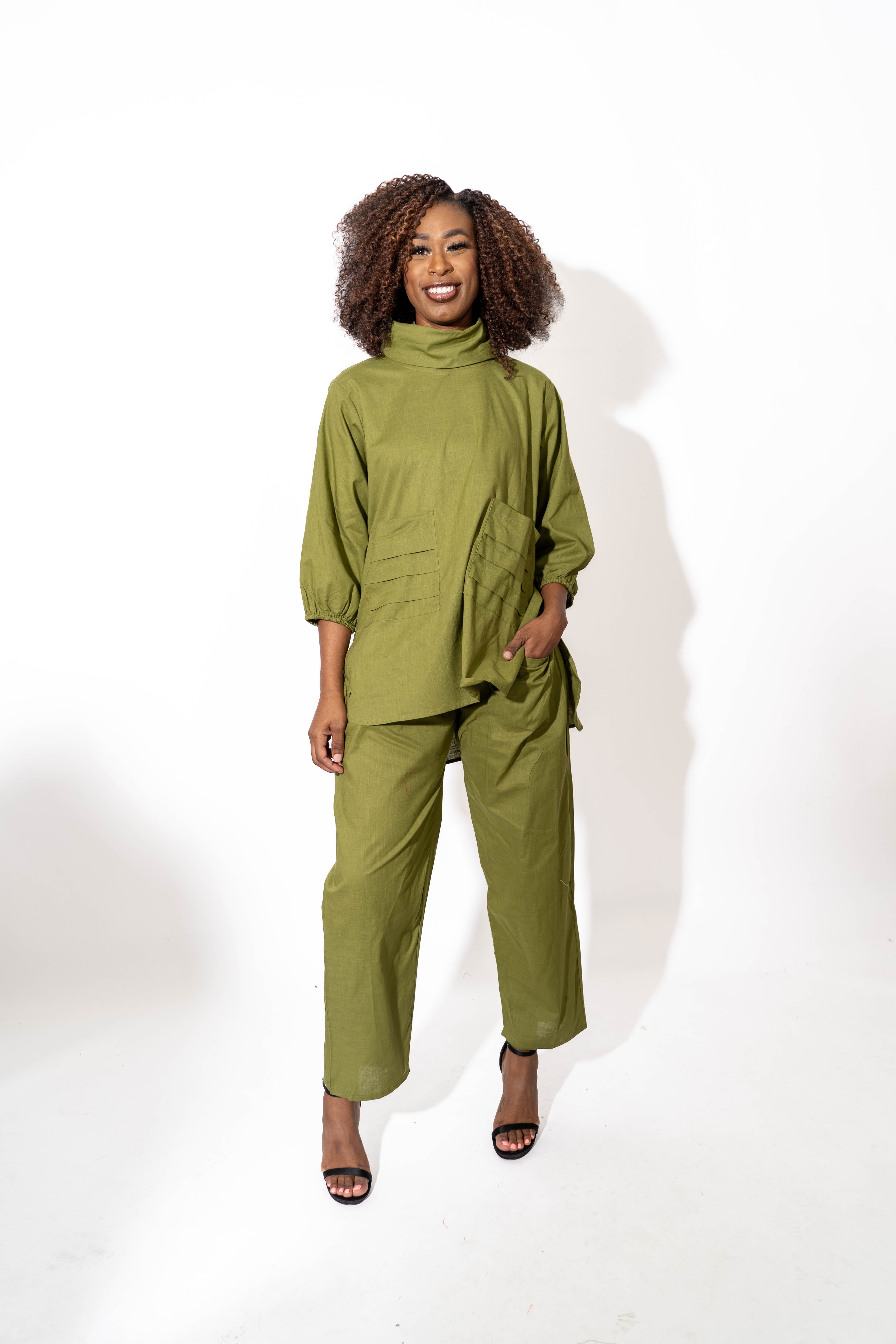 Kara Chic 7874LS 2pc Linen Pant Set