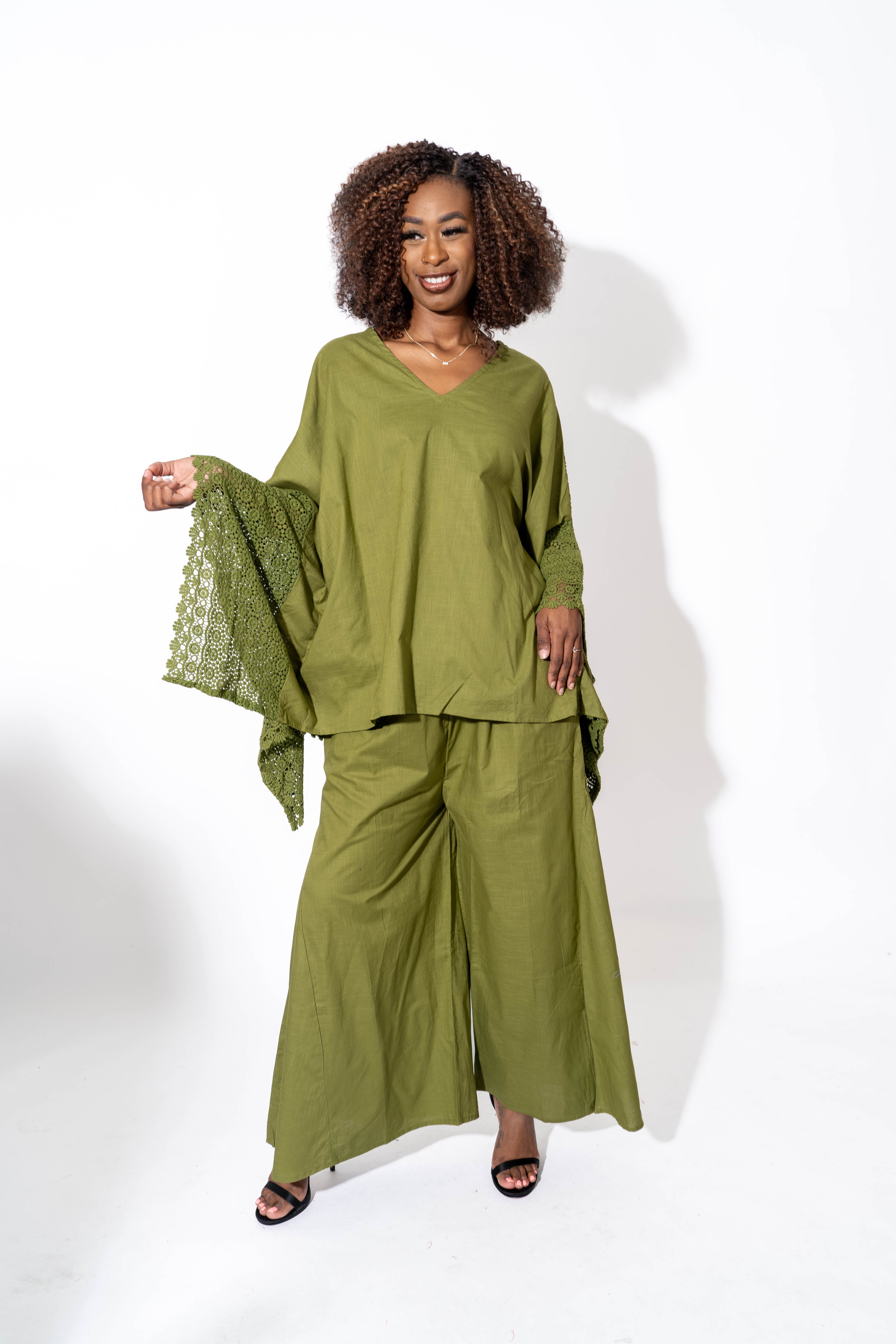 Kara Chic 7866LS Linen Pant Set