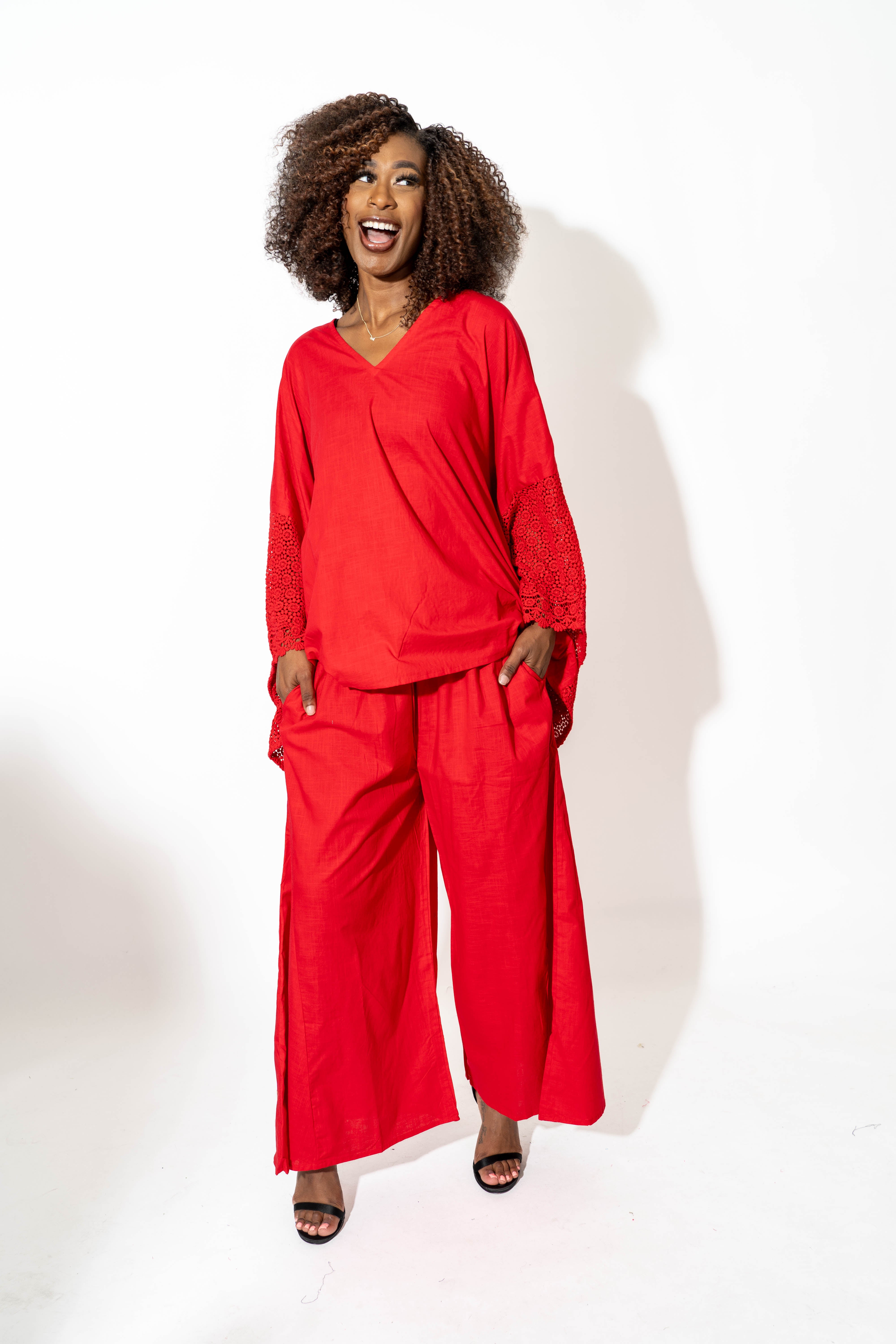 Kara Chic 7866LS Linen Pant Set