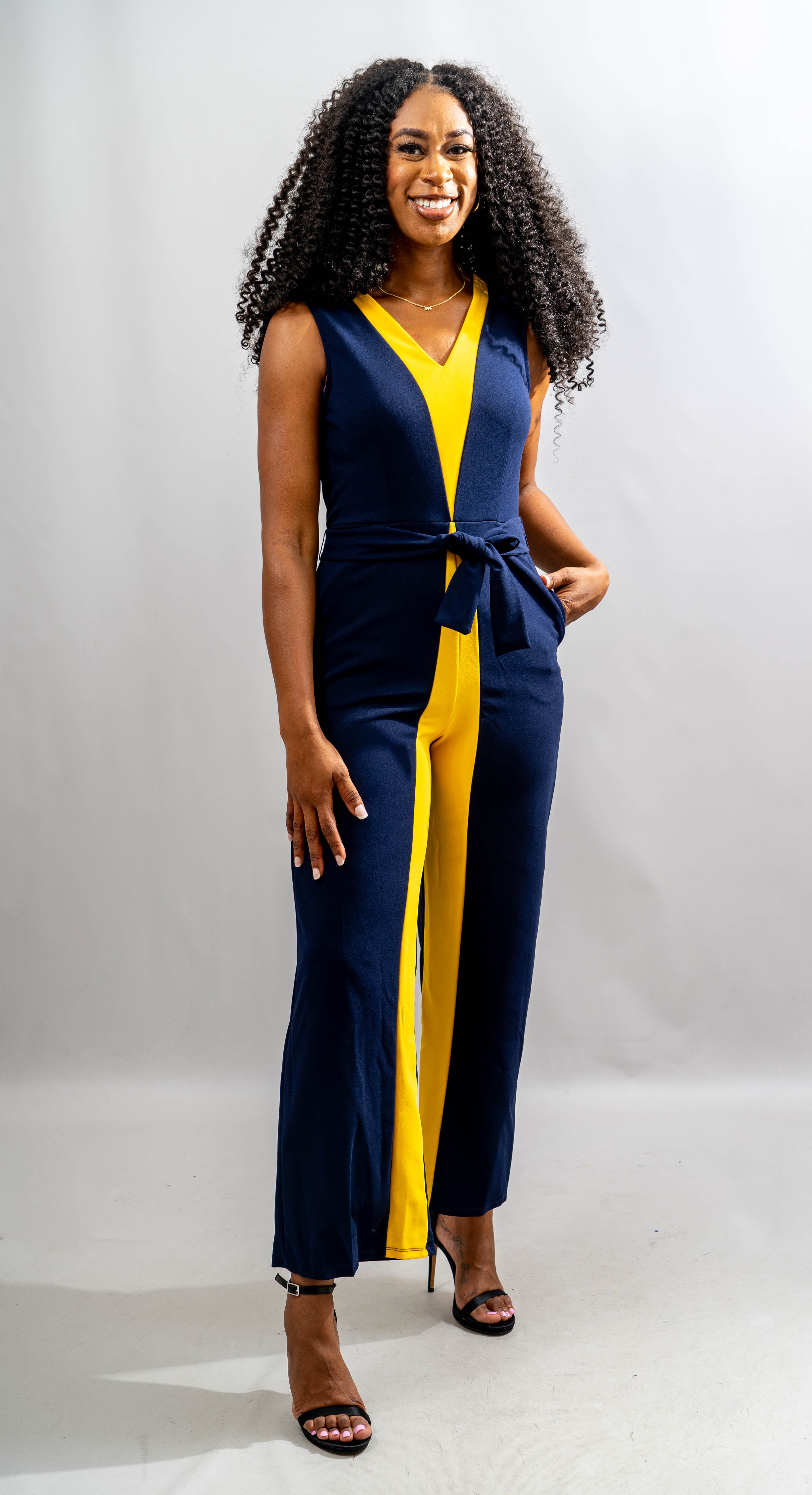 Allen Kay MSCJ2933 Color Block Jumpsuit