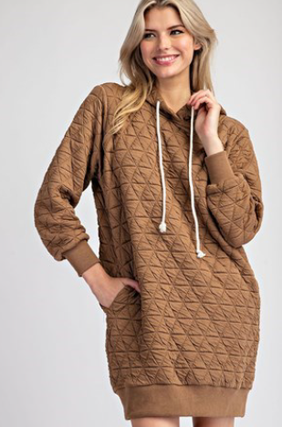 Eesome DG10445 Quilted Mini Hoodie Dress