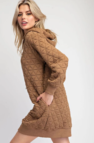 Eesome DG10445 Quilted Mini Hoodie Dress