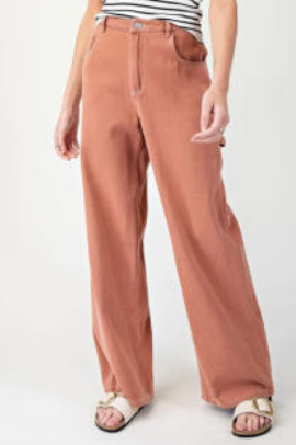 Eesome PK7806 Mineral Washed Straight Leg Pant