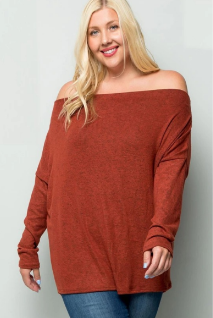 EESOME PTJ522122 Off Shoulder Plus Size Tunic Top