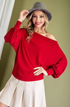 EESOME PTJ52622 Off Shoulder Plus Size Top